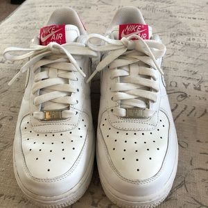 Nike Air Force I white & pink shoes. Size 7